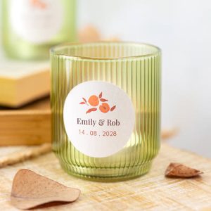 Waxinelichthouder blauw met vierkante sticker - set van 6