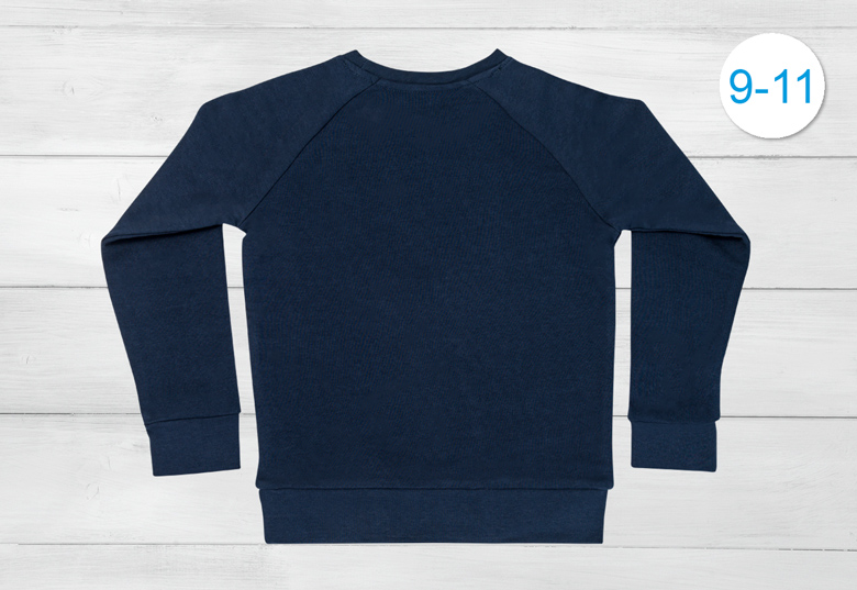 Sweater kind marineblauw 9 - 11 jaar met borduring