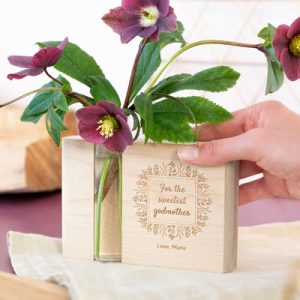 Houten houder met vaas full colour print