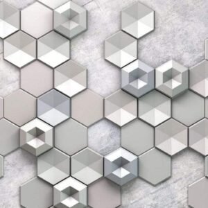 Fotobehang - Hexagon Concrete 400x250cm - Vliesbehang