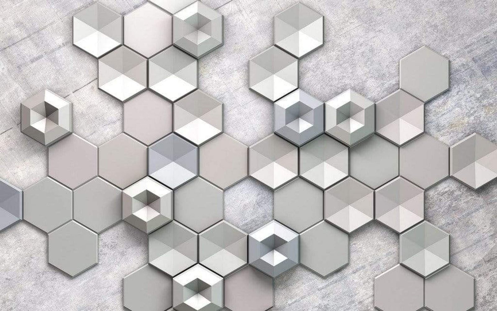 Fotobehang - Hexagon Concrete 400x250cm - Vliesbehang 1 Fotobehang - Hexagon Concrete 400x250cm - Vliesbehang