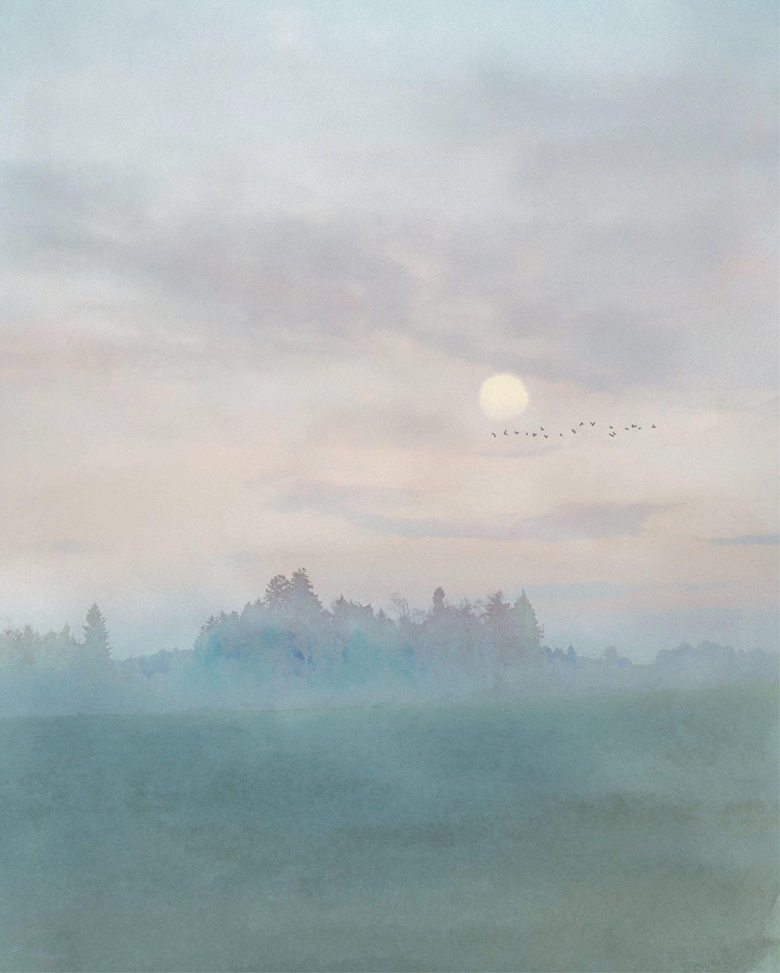 Fotobehang - Hazy Hush 200x250cm - Vliesbehang 1 Fotobehang - Hazy Hush 200x250cm - Vliesbehang