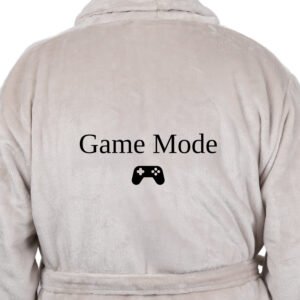 Badjas zandkleur geborduurd achterzijde L/XL