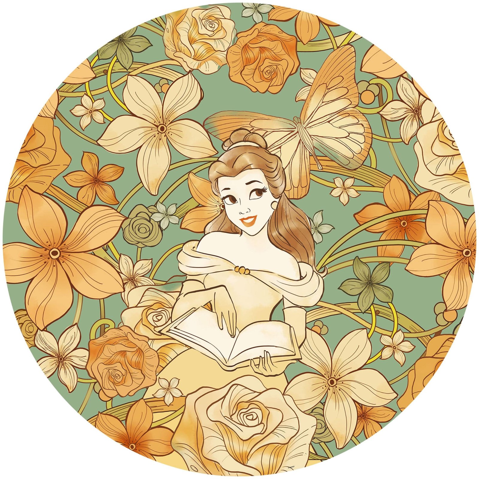 Fotobehang - Belle Spirit of Autumn 125x125cm - Rond - Vliesbehang - Zelfklevend 1 Fotobehang - Belle Spirit of Autumn 125x125cm - Rond - Vliesbehang - Zelfklevend