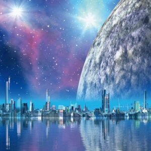 Fotobehang - Futuristic City 225x250cm - Vliesbehang