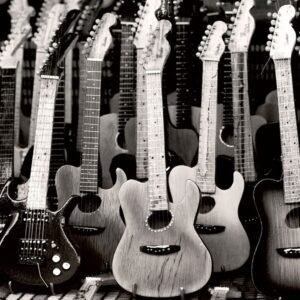 Fotobehang - Guitars Collection 225x250cm - Vliesbehang