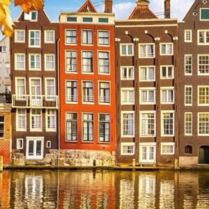 Fotobehang - Houses in Amsterdam 150x250cm - Vliesbehang