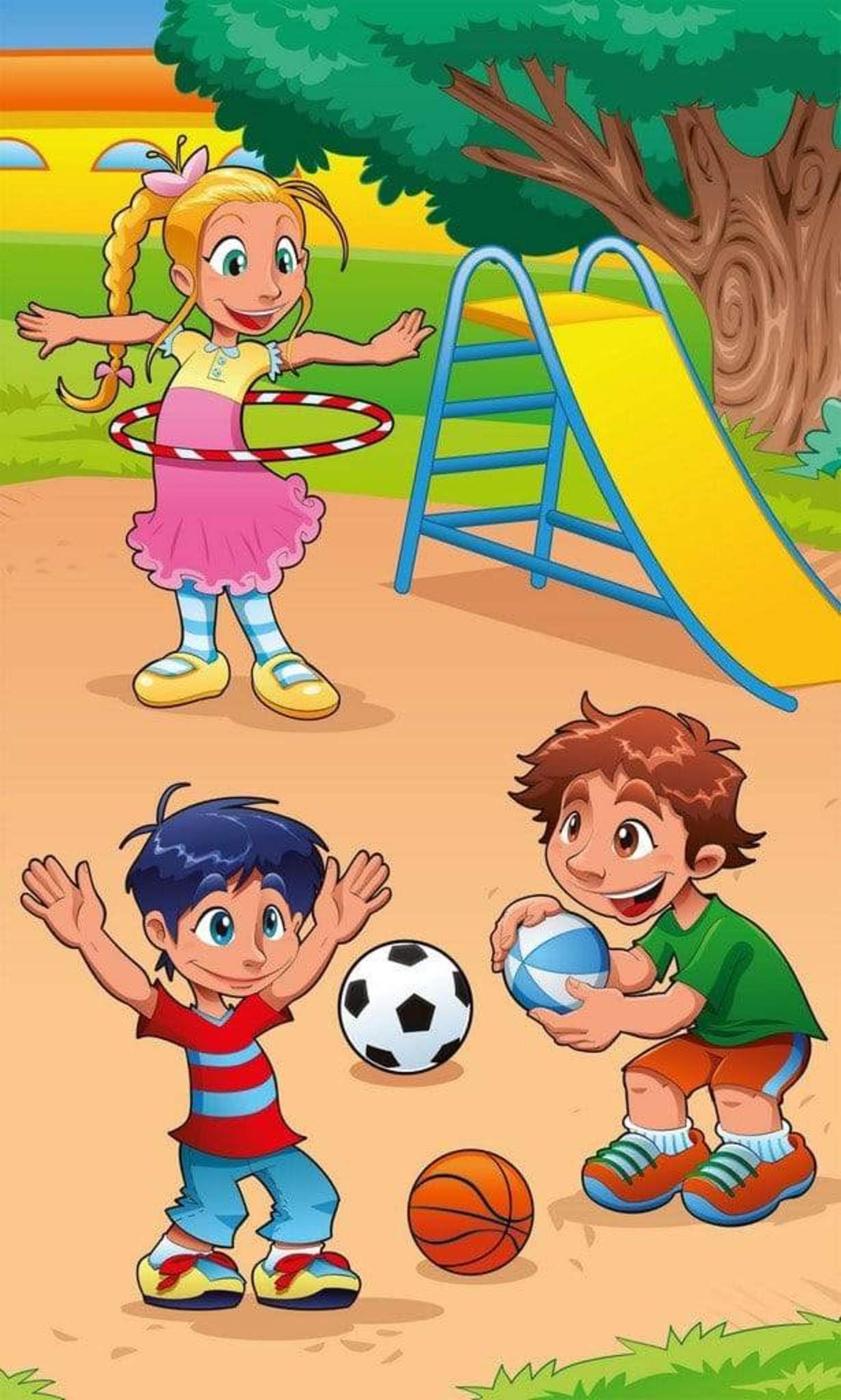 Fotobehang - Kids in Playground 150x250cm - Vliesbehang 2 Fotobehang - Kids in Playground 150x250cm - Vliesbehang - Afbeelding 2