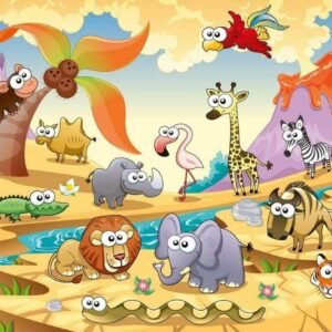 Fotobehang - Savanna Animals 375x250cm - Vliesbehang