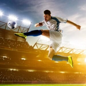 Fotobehang - Soccer Player 225x250cm - Vliesbehang