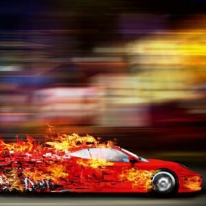 Fotobehang - Speeding Car 225x250cm - Vliesbehang