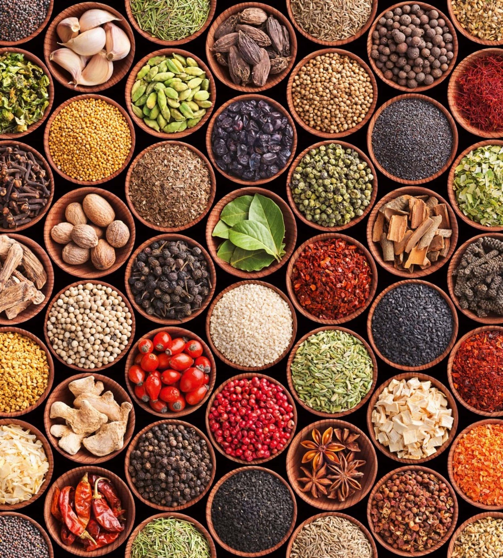 Fotobehang - Spice Bowls 225x250cm - Vliesbehang 1 Fotobehang - Spice Bowls 225x250cm - Vliesbehang