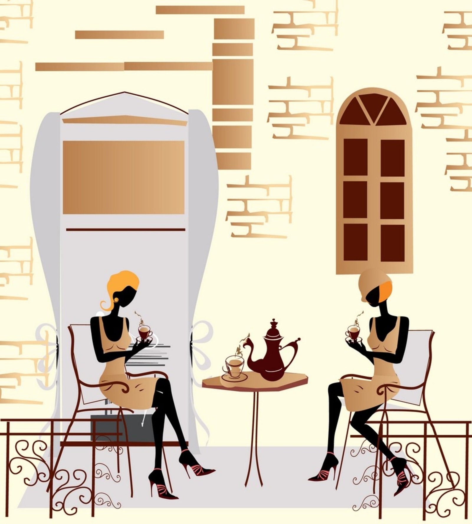 Fotobehang - Street Cafe 225x250cm - Vliesbehang 1 Fotobehang - Street Cafe 225x250cm - Vliesbehang