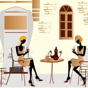 Fotobehang - Street Cafe 375x250cm - Vliesbehang