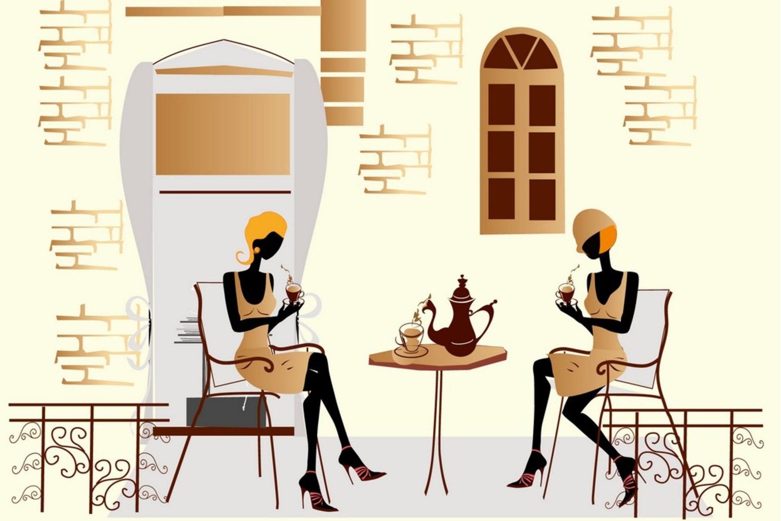 Fotobehang - Street Cafe 375x250cm - Vliesbehang 1 Fotobehang - Street Cafe 375x250cm - Vliesbehang