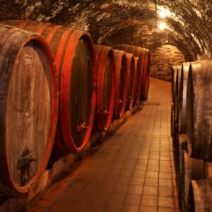 Fotobehang - Wine Barrels 225x250cm - Vliesbehang