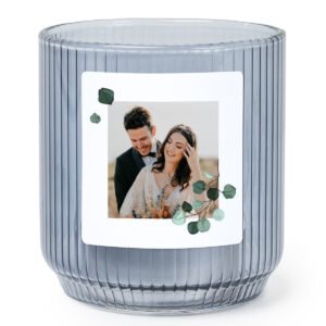 Waxinelichthouder blauw met vierkante sticker - set van 6
