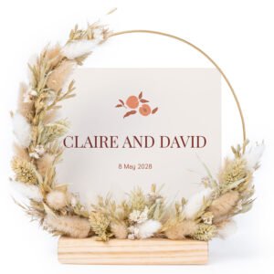 Gedroogde bloemenkrans beige met 13 fotokaarten