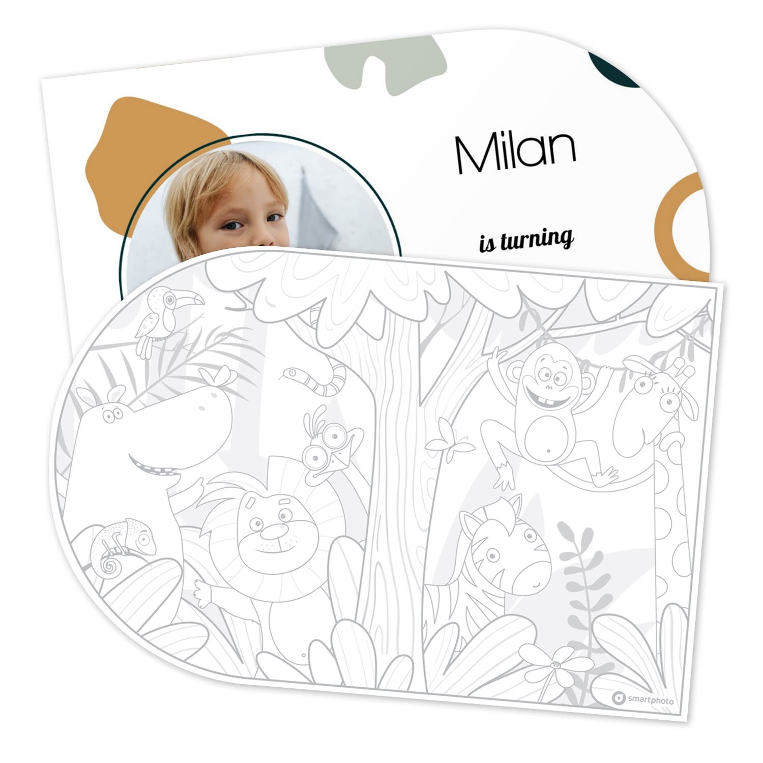 Placemat boog met kleurplaat Jungle safari - set van 24 1 Placemat boog met kleurplaat Jungle safari - set van 24