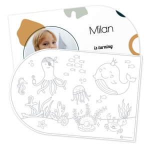 Placemat boog met kleurplaat Onder de zee - Set van 24