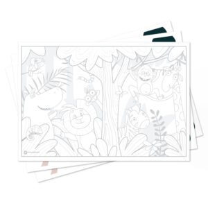 Placemat met kleurplaat Jungle safari - Set van 24