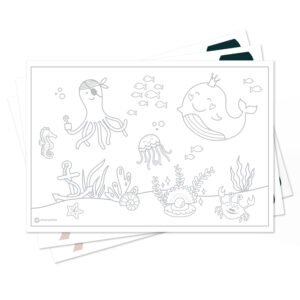 Placemat met kleurplaat Onder de zee - Set van 24