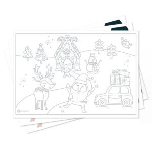 Placemat met kleurplaat Kerstmis - Set van 24