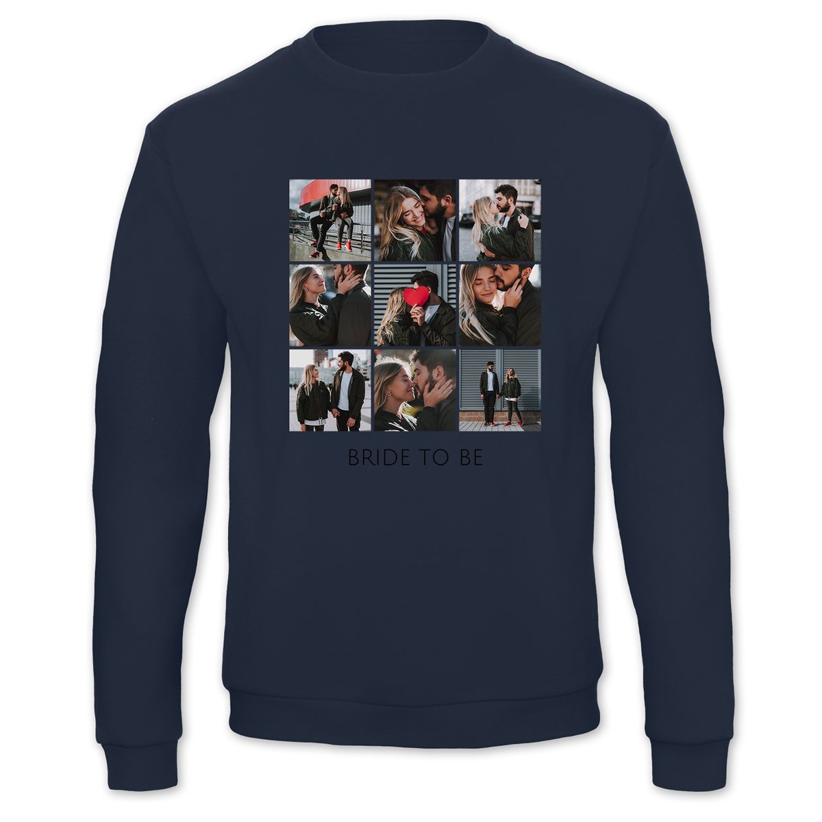 Sweater Unisex Marineblauw met print M 1 Sweater Unisex Marineblauw met print M