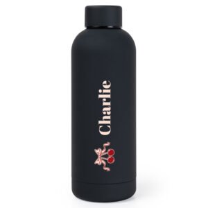 Drinkfles met naam zwart