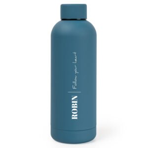 Drinkfles met naam donkerblauw
