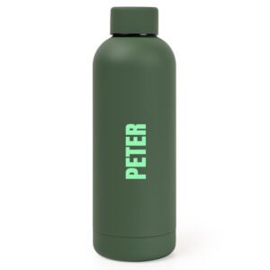 Drinkfles met naam mos groen