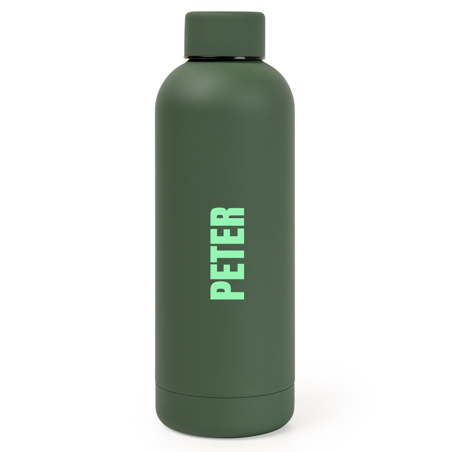 Drinkfles met naam mos groen 1 Drinkfles met naam mos groen