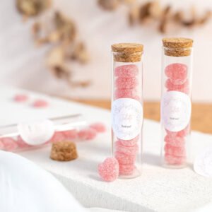 Glazen buisjes met ronde stickers - set van 12