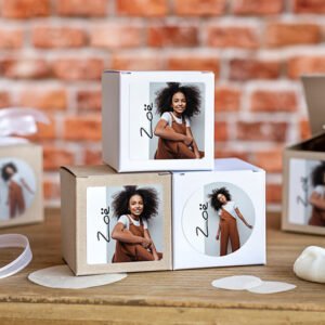 Cadeaudoos beige met vierkante sticker (Set van 24)