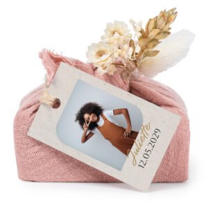 Zeepjes in roos tetra doekje met rechthoekig label (set van 6)
