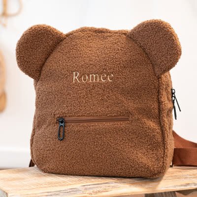 Teddy rugzak met naam beige 1 Teddy rugzak met naam beige