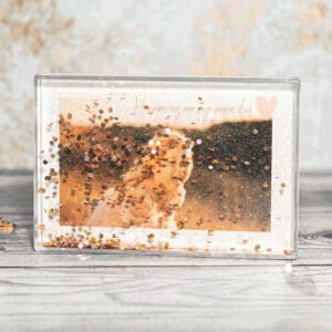 Fotoblok met gouden glitters liggend