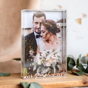 Fotoblok met gouden glitters staand