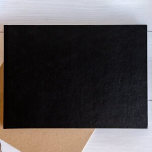 Fotoboek L liggend zwart lederen kaft platliggende binding