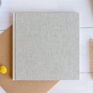 Fotoboek L vierkant linnen kaft platliggende binding