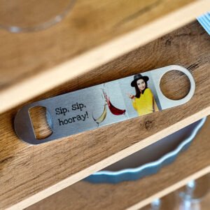Flesopener staal met print