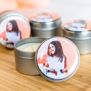 Waxinelichtje in blik met fotomagneet - Set van 24