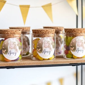 Snoeppot met sticker Rond - Set van 12