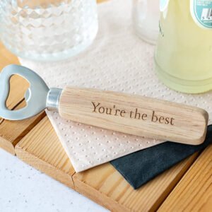 Flesopener hout met gravering